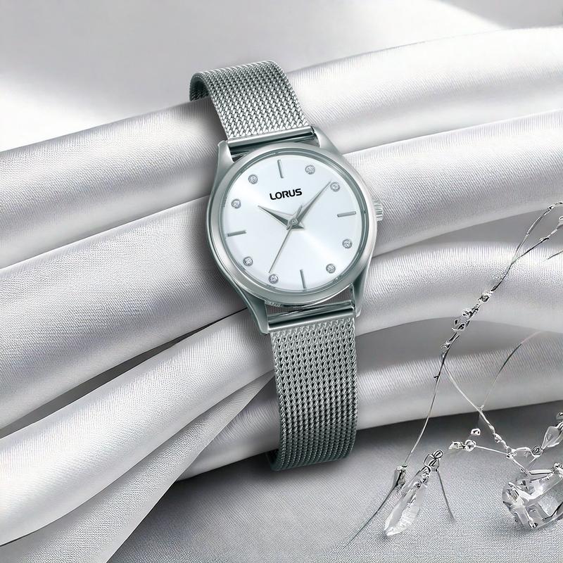 Lorus Women's Quartz Watch Silver White Sunray Dial