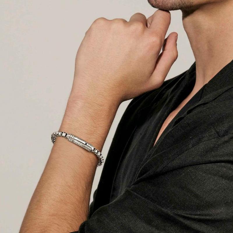 Manvision Stones Silver Chain Bracelet