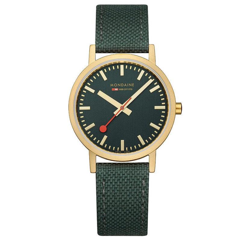 Mondaine Classic Forest Green Textile Analogue Watch 36mm