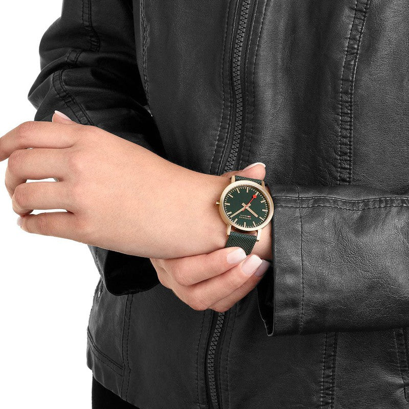 Mondaine Classic Forest Green Textile Analogue Watch 36mm