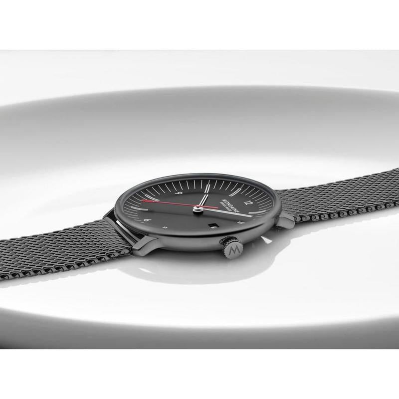 Mondaine Doppio Black Stainless Steel Watch