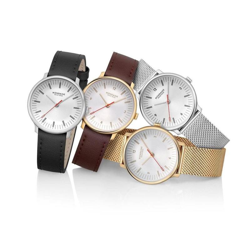 Mondaine Doppio Black Vegan Grape Leather Quartz Watch