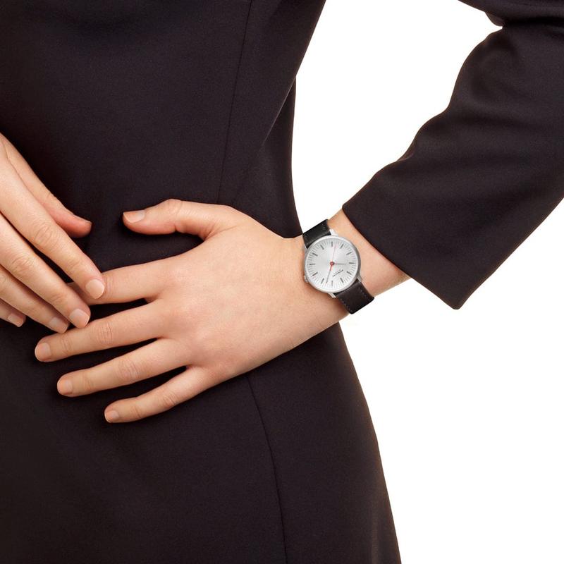 Mondaine Doppio Black Vegan Grape Leather Quartz Watch