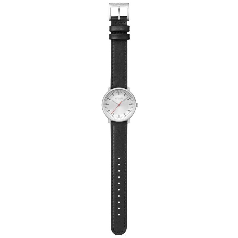 Mondaine Doppio Black Vegan Grape Leather Quartz Watch