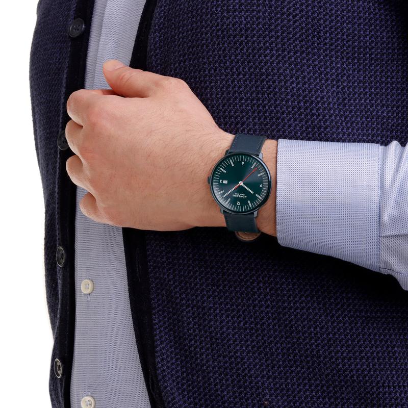 Mondaine Doppio Blue Vegan Leather Watch