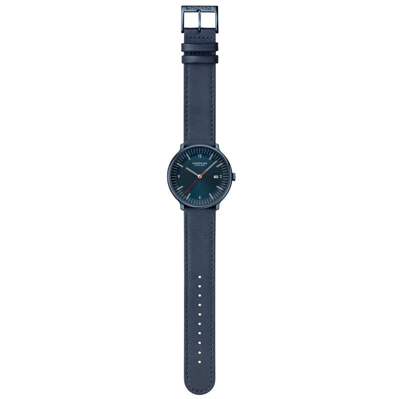 Mondaine Doppio Blue Vegan Leather Watch