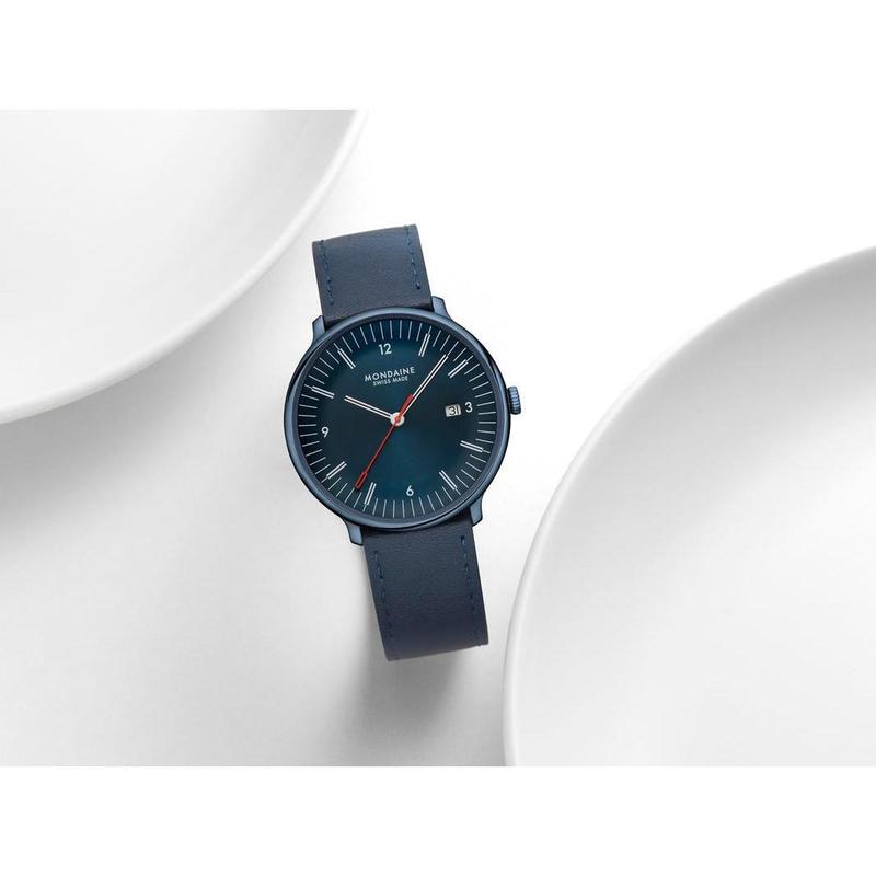 Mondaine Doppio Blue Vegan Leather Watch