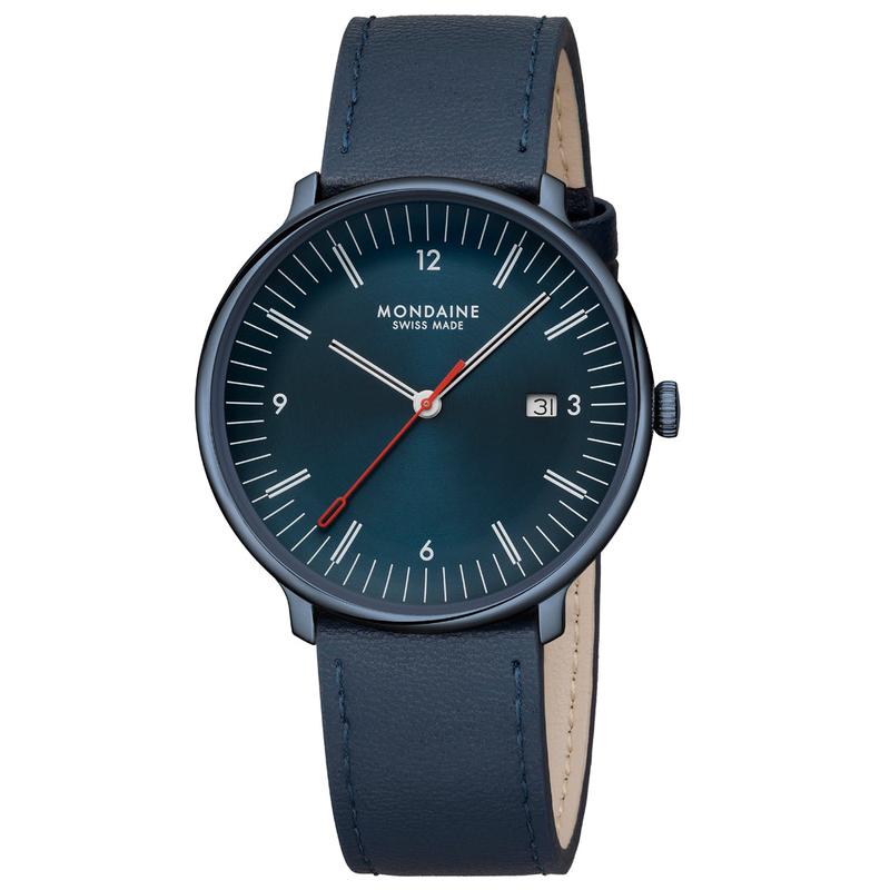 Mondaine Doppio Blue Vegan Leather Watch