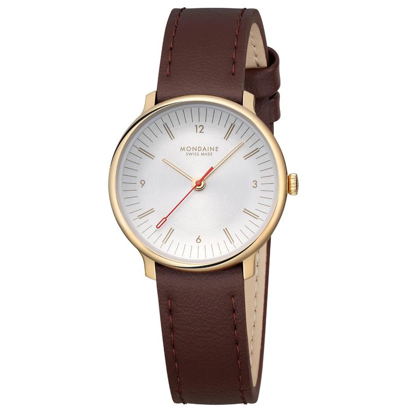 Mondaine Doppio Brown Vegan Leather Swiss Quartz Watch