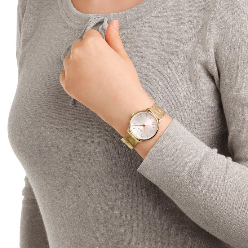 Mondaine Doppio Gold-Plated Stainless Steel Minimalist Quartz Watch