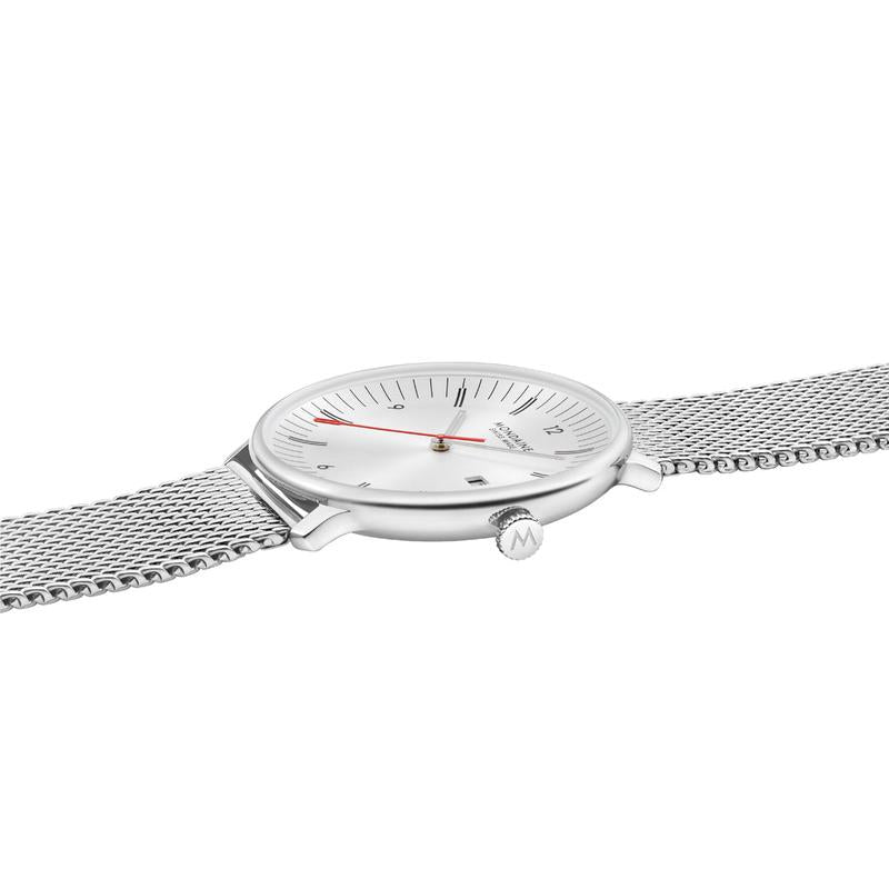 Mondaine Doppio Stainless Steel Dual‑Dial Quartz Watch