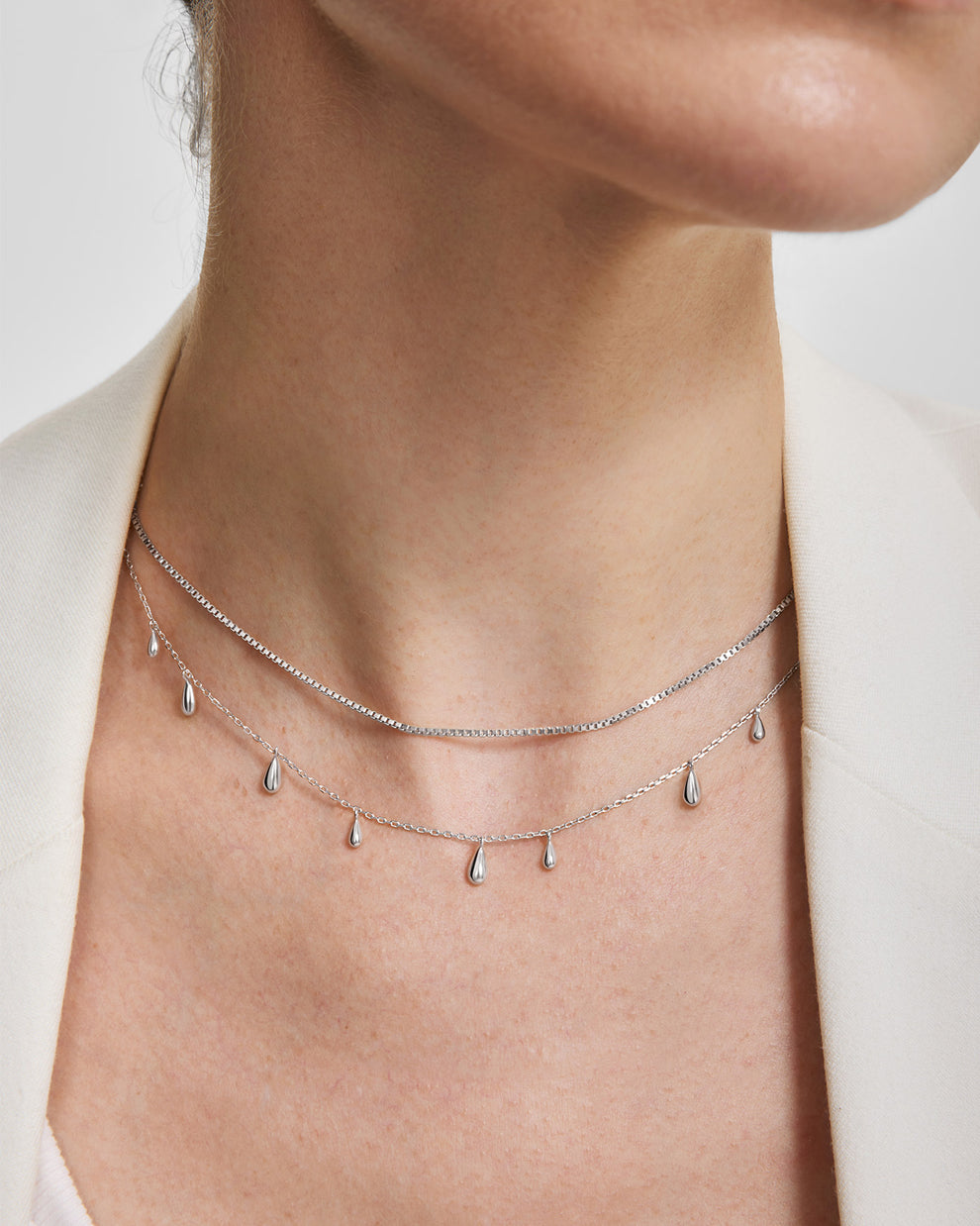Ania Haie Fluid Light Polished Teardrop Station Necklace