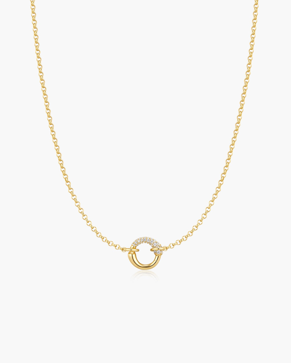 Ania Haie Gold Half Pavé & Polish Hoop Necklace