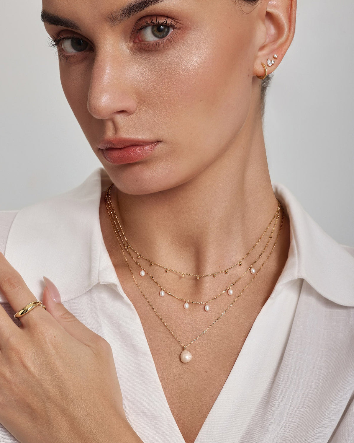 Ania Haie Gold Dangling Bead Station Necklace