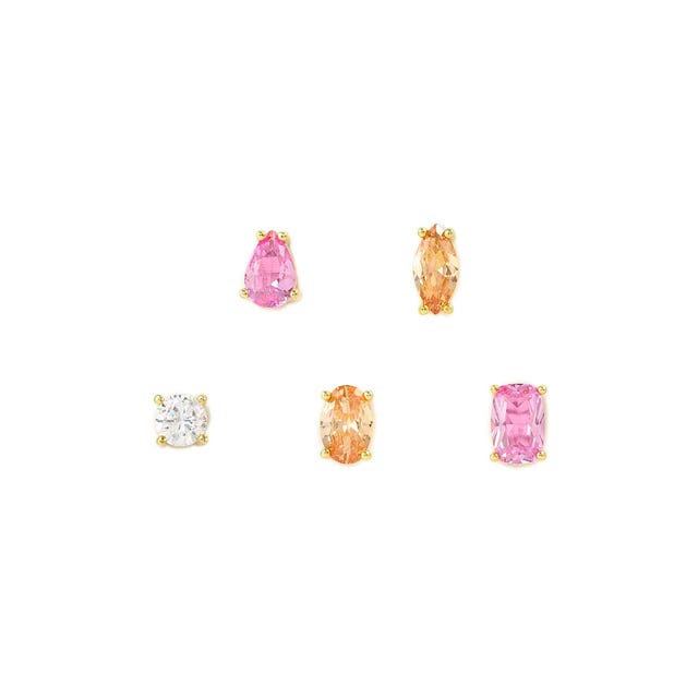 Nomination 5-Piece Colour Wave Aurora Pink Champagne Stud Earrings Set