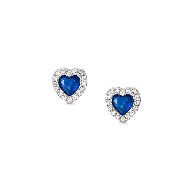 Nomination All My Love Earrings, Heart, Blue Cubic Zirconia, Silver