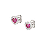 Nomination All My Love Earrings, Heart, Red Cubic Zirconia, Silver