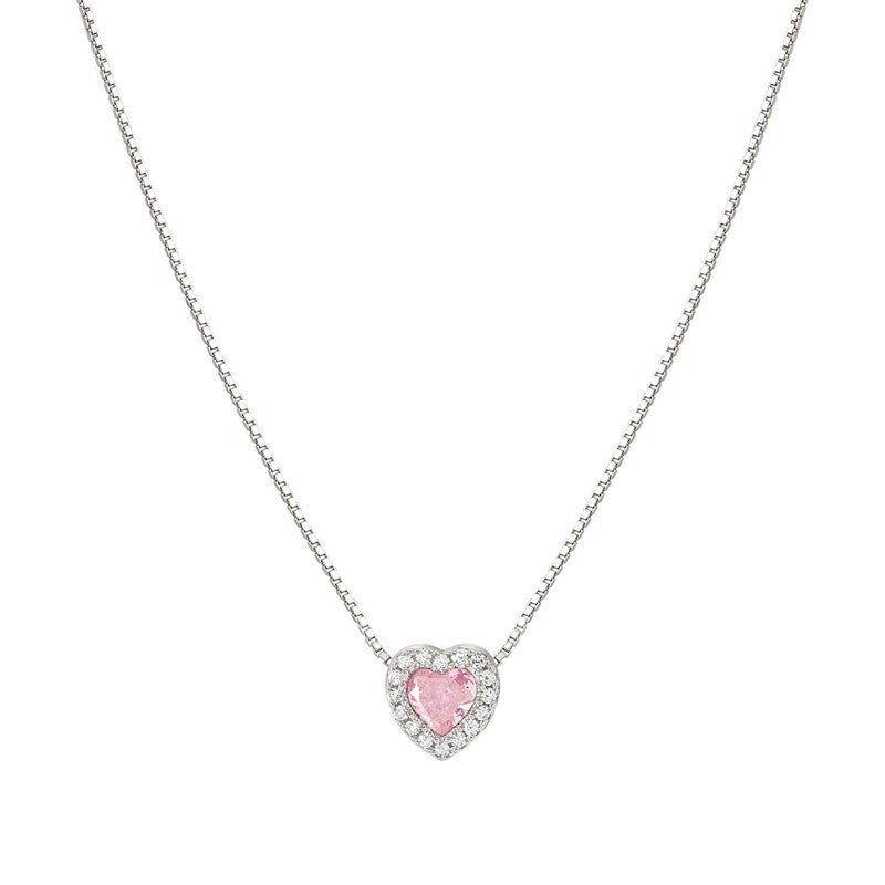 Nomination All My Love Necklace, Pink Cubic Zirconia Heart, Silver