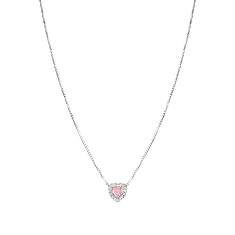 Nomination All My Love Necklace, Heart, Pink Cubic Zirconia, Silver