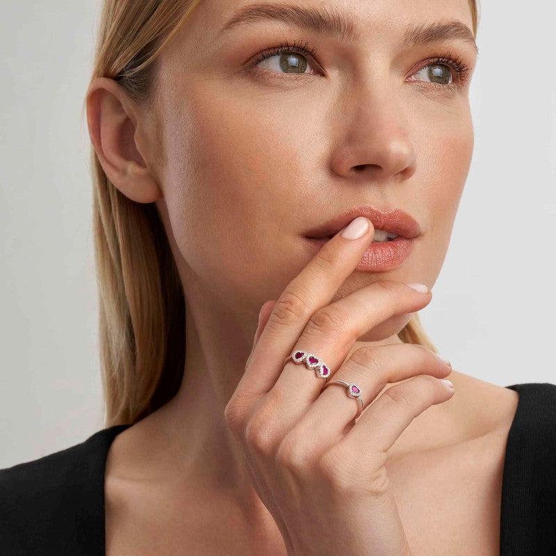 Nomination All My Love Ring, Heart, Pink Cubic Zirconia, Silver