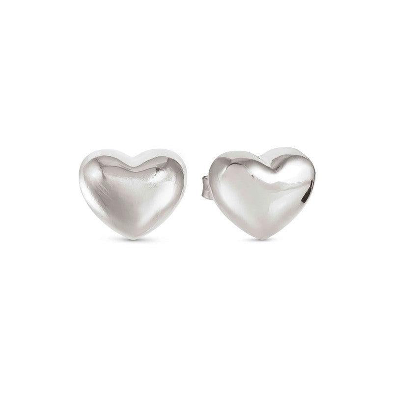 Nomination Armonica rhodium-plated sterling silver large heart stud earrings.