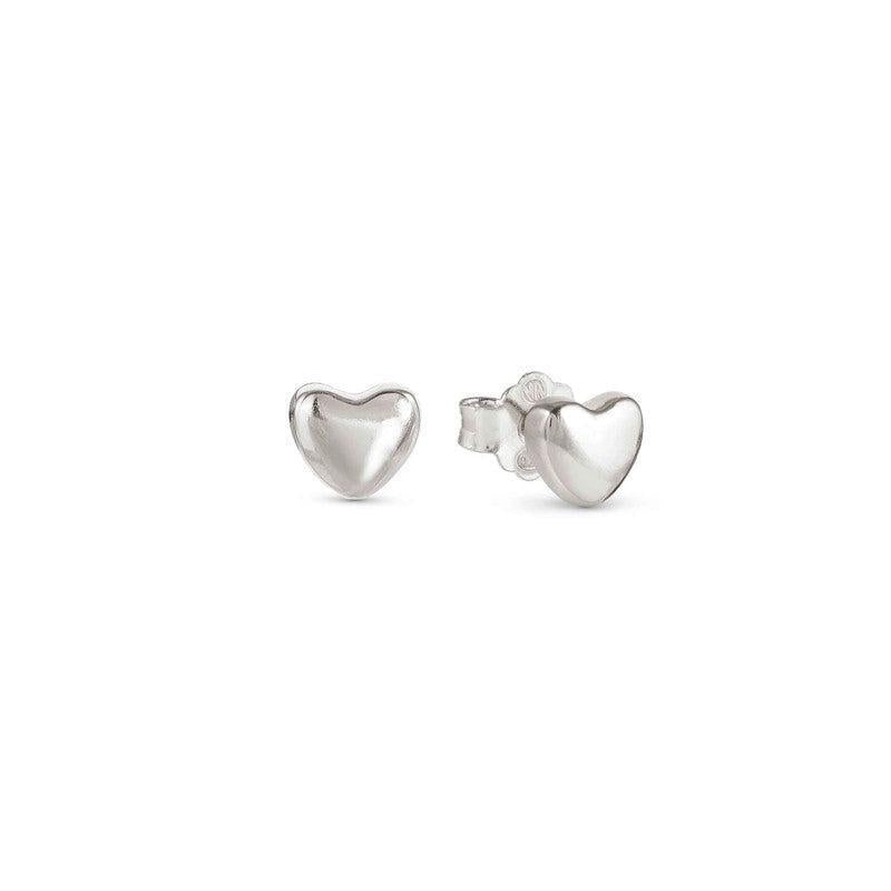 Nomination Armonica heart stud earrings in rhodium-plated sterling silver, 0.5cm elegant minimalist design.