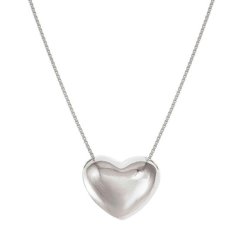 Nomination Armonica rhodium-plated sterling silver necklace featuring a polished, large heart pendant on a delicate chain.