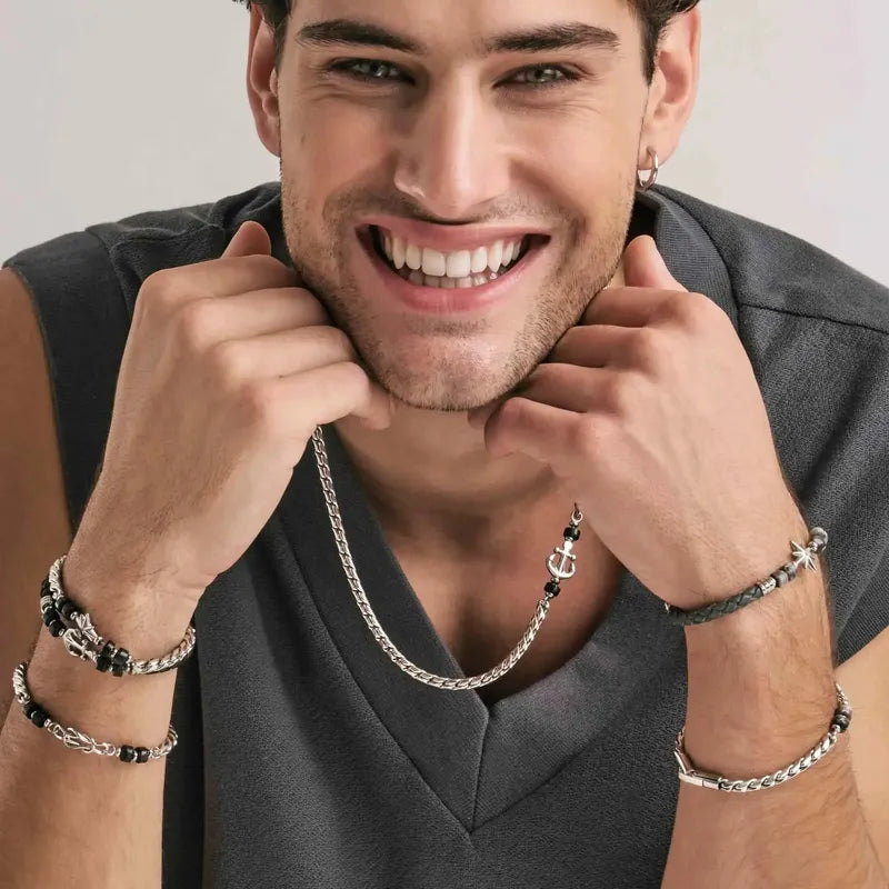 Nomination Atlante Necklace, Windrose & Natural Stones, Stainless Steel