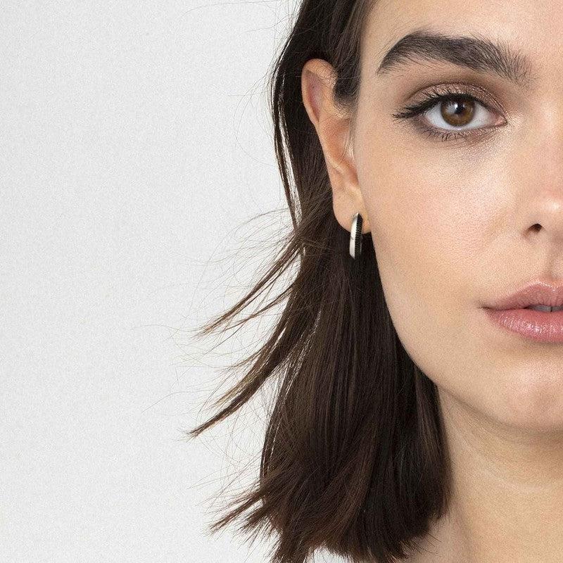 Nomination Aurea Hoop Earrings, White Cubic Zirconia, Silver