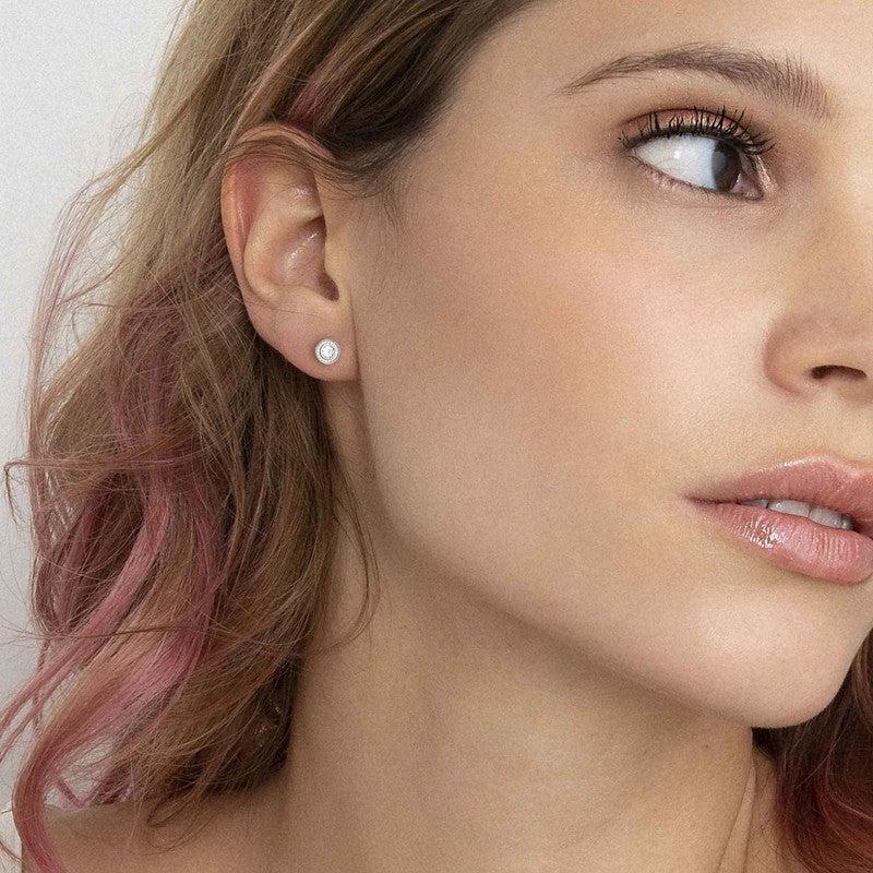 Nomination Aurea Stud Earrings, White Cubic Zirconia, Silver