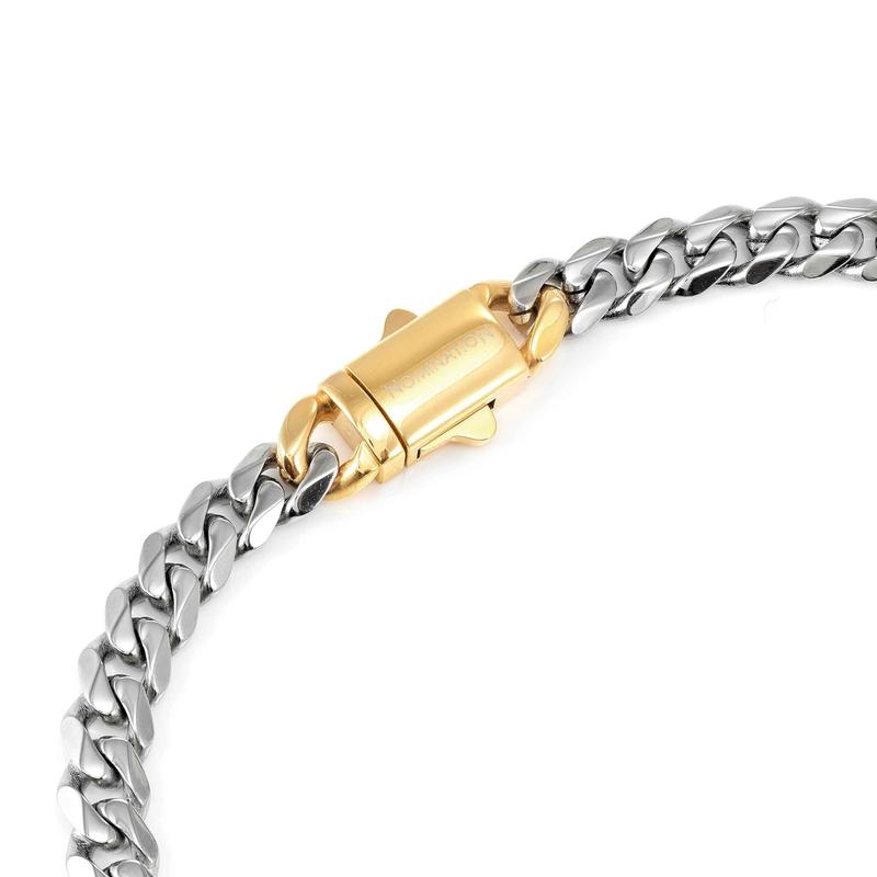 Nomination Bold Steel Curb Bracelet with PVD, Steel and Yellow Gold