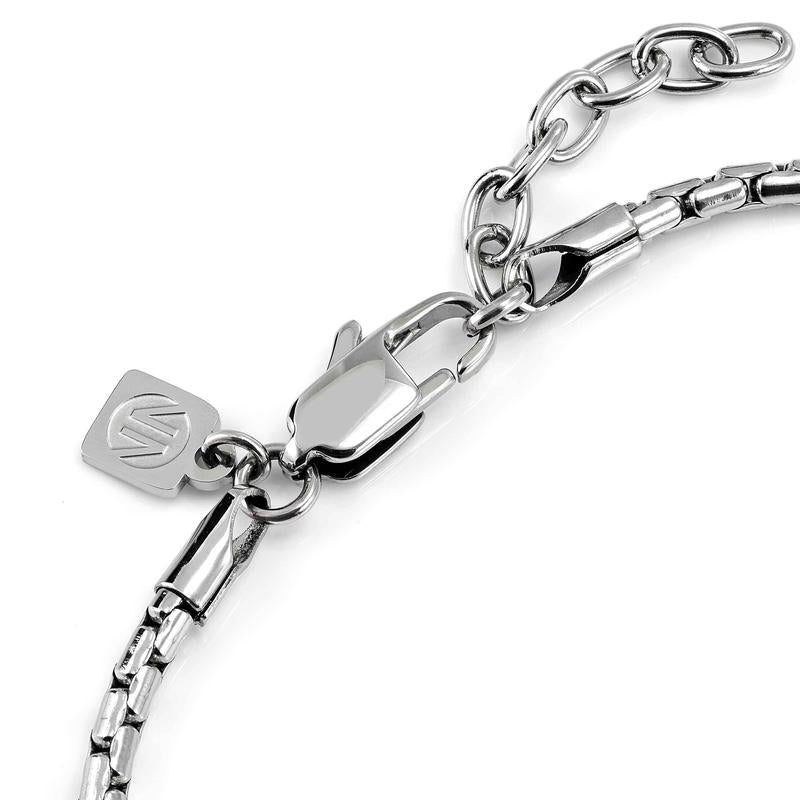 Nomination Bold Steel black agate necklace, worn