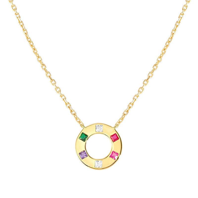 Nomination Carismatica Necklace, Circle, Multicolour Cubic Zirconia, 18K Gold