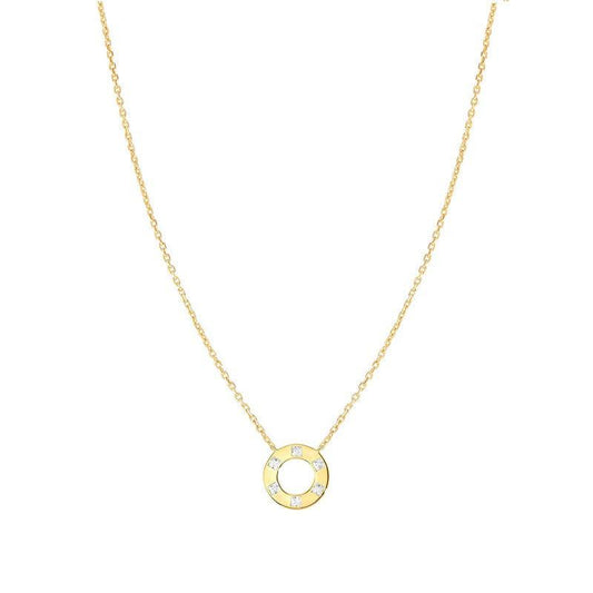 Nomination Carismatica Necklace, Circle, White Cubic Zirconia, 18K Gold