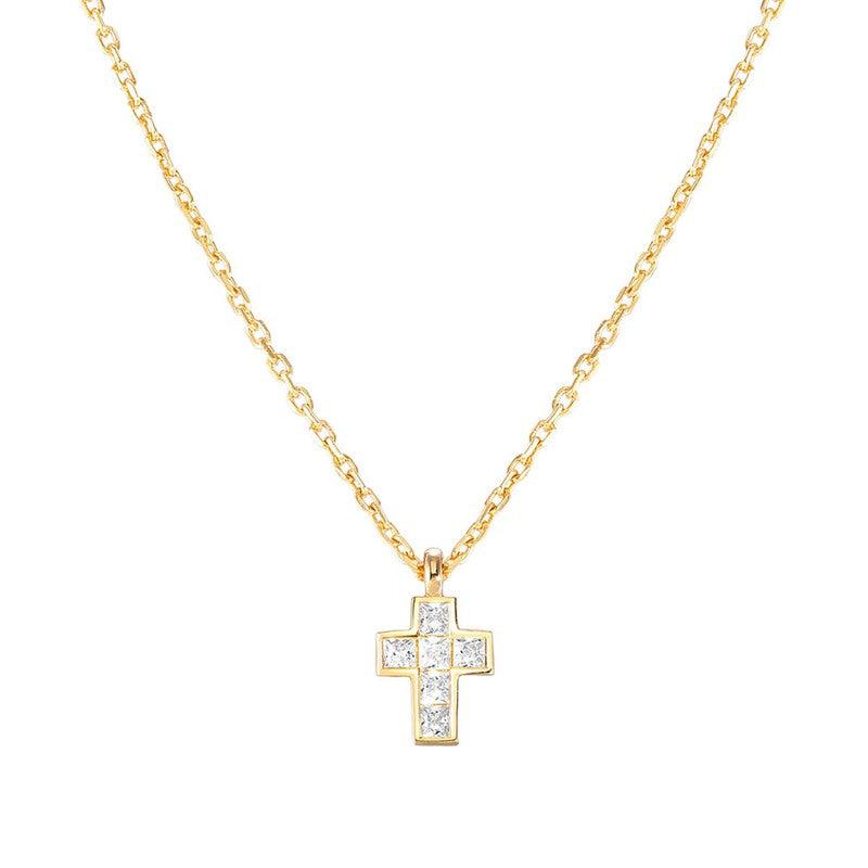 Nomination Carismatica Necklace, Small Cross, White Cubic Zirconia, 18K Gold