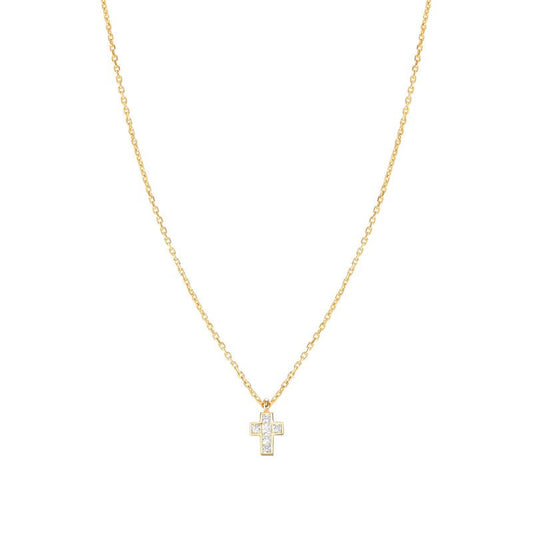 Nomination Carismatica Necklace, Small Cross, White Cubic Zirconia, 18K Gold