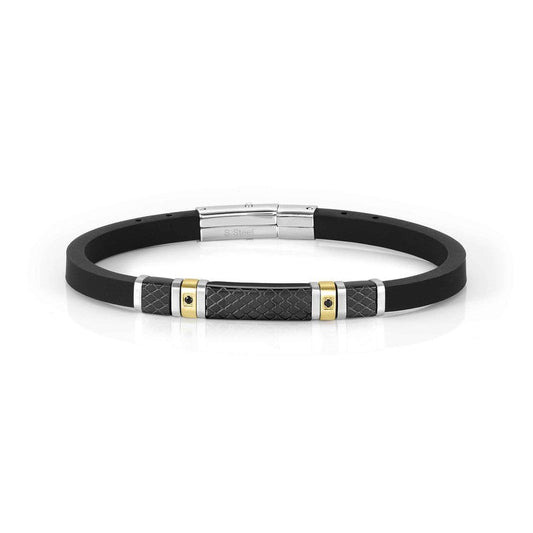 Nomination City Bracelet, Rubber & Black Cubic Zirconia, Yellow Gold, Stainless Steel