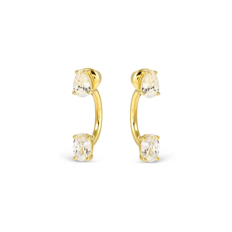 Nomination Colour Wave Aurora Silver Ear Jackets with Dazzling White Cubic Zirconia