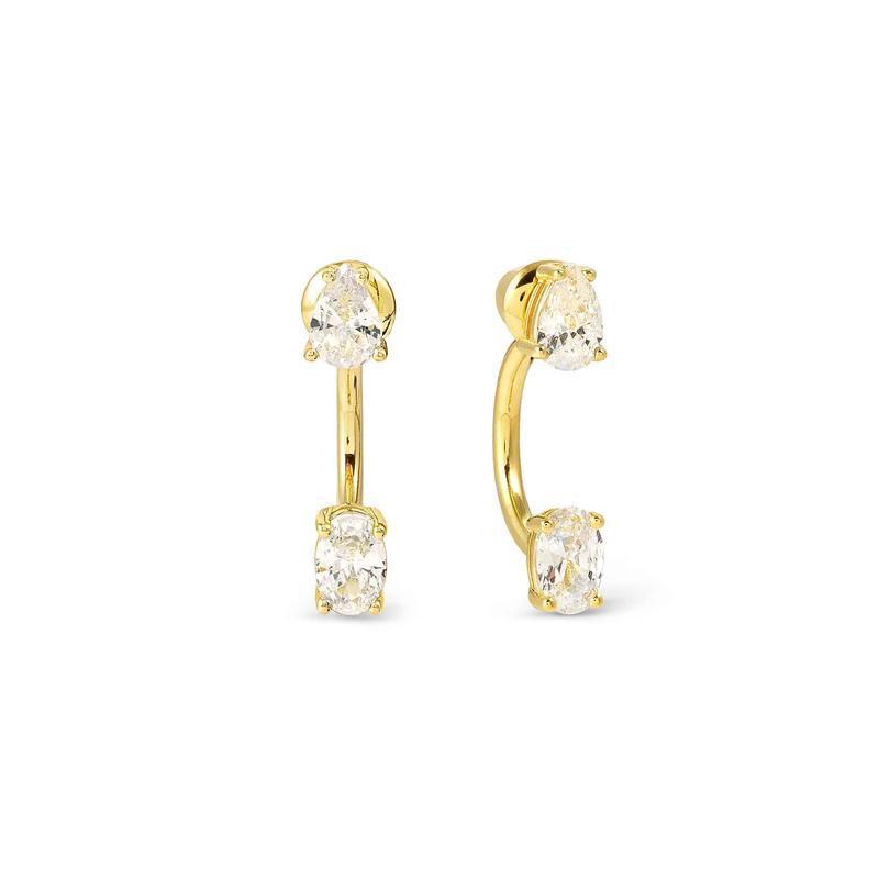 Nomination Colour Wave Aurora Silver Ear Jackets with Dazzling White Cubic Zirconia