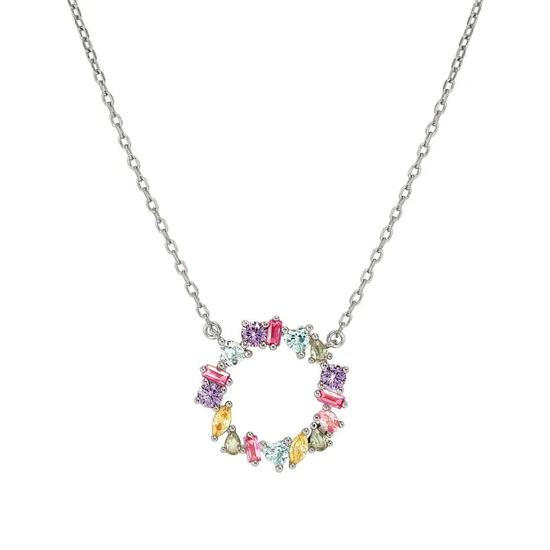 Nomination Colour Wave Circle Necklace with Coloured stones