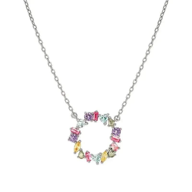 Nomination Colour Wave Circle Necklace with Coloured stones