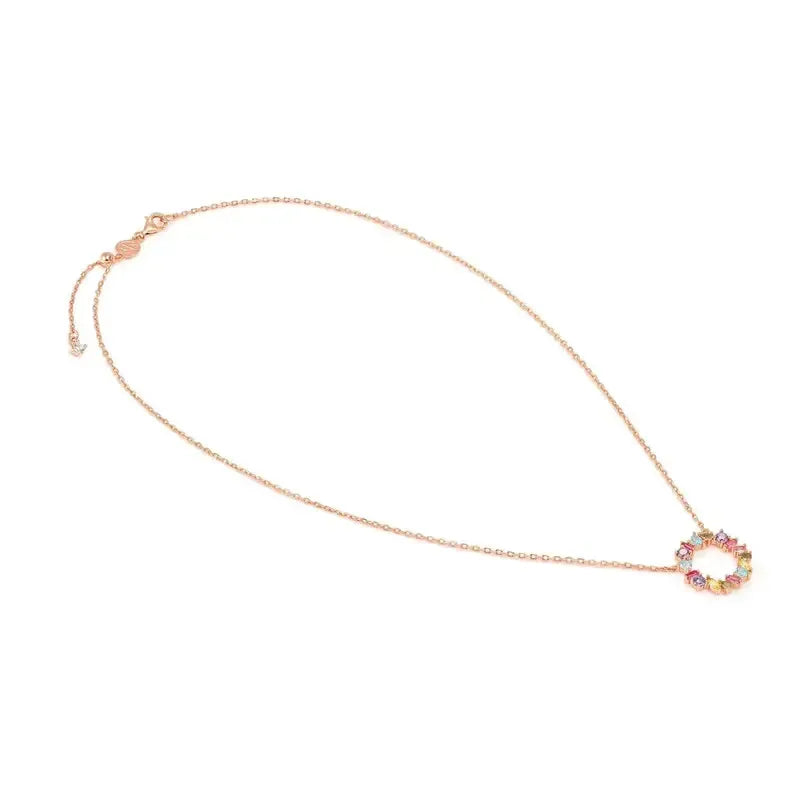Nomination Colour Wave Circle Rose Gold Necklace with Coloured stones