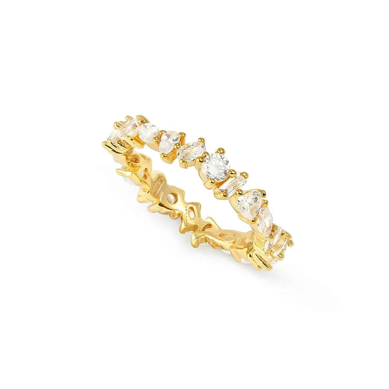 Nomination Colour Wave Infinity Gold Ring with White Stones