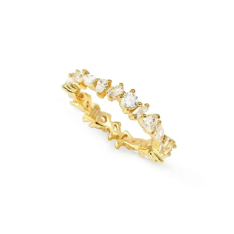 Nomination Colour Wave Infinity Gold Ring with White Stones