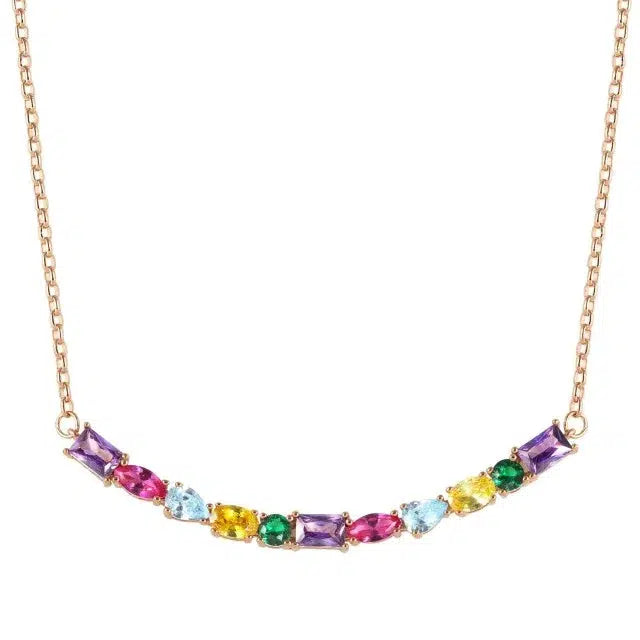 Nomination Colour Wave Necklace, Multicolour Cubic Zirconia, 22K Rose Gold