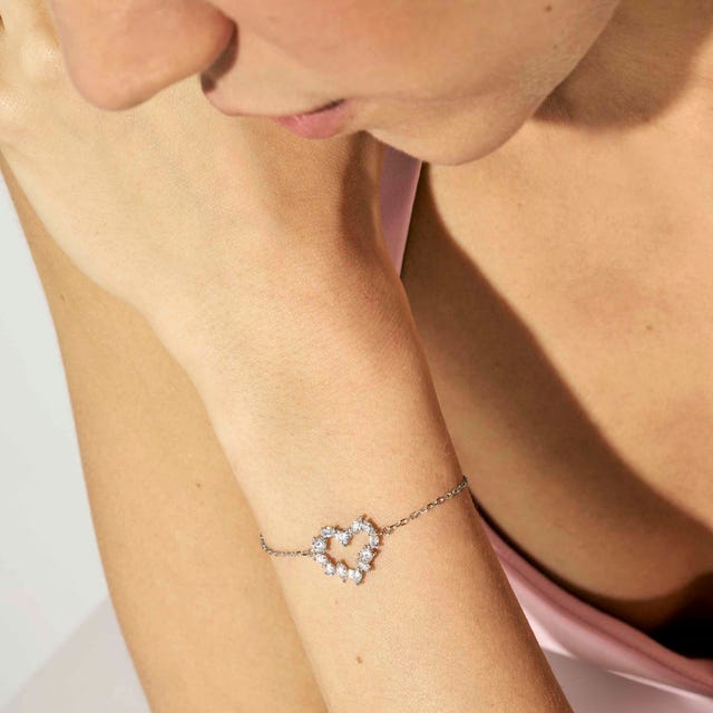 Nomination Colour Wave Silver Heart Bracelet with White Stones