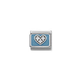 Nomination Compasable Link Heart, Blue, Cubic Zirconia, Silver & Enamel