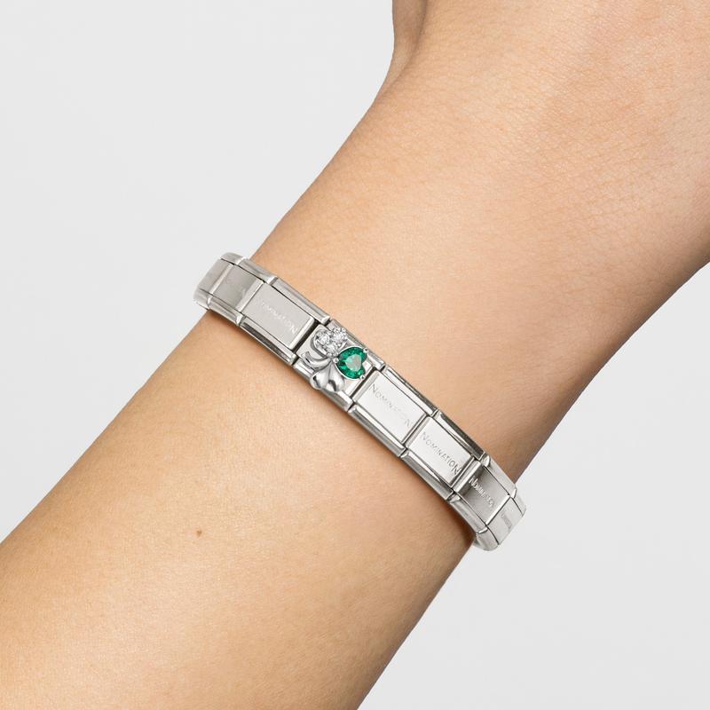 Nomination Composable Classic Link, Cubic Zirconia - Green & White