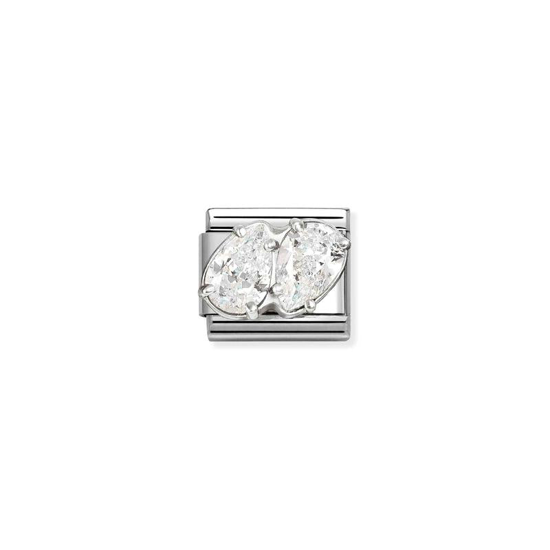 Nomination Composable Classic Link, Dual White Cubic Zirconia Drops