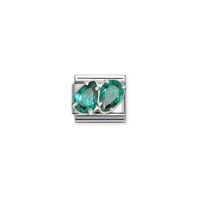 Nomination Composable Classic Link, Green Twin Drops